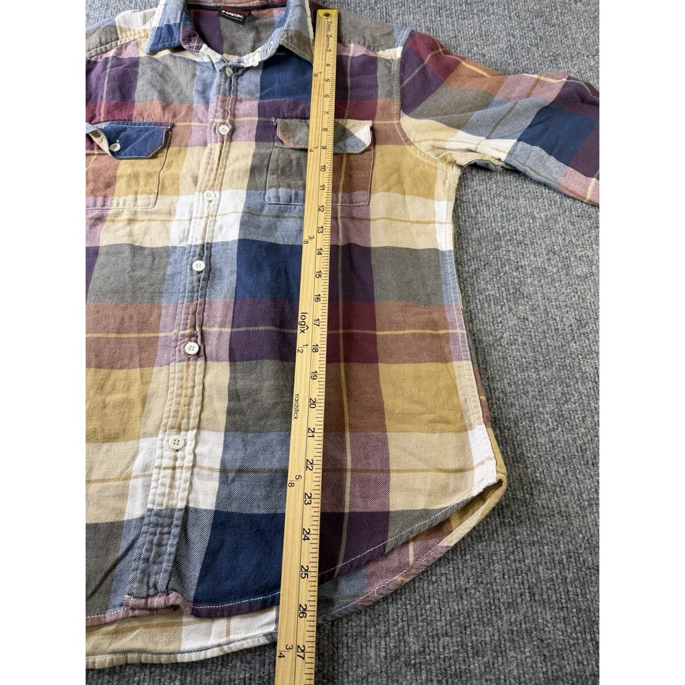 Hawk Men's Plaid Flannel Button Up Shirt Size M Long Sleeve 100% Cotton - Picture 7 of 8
